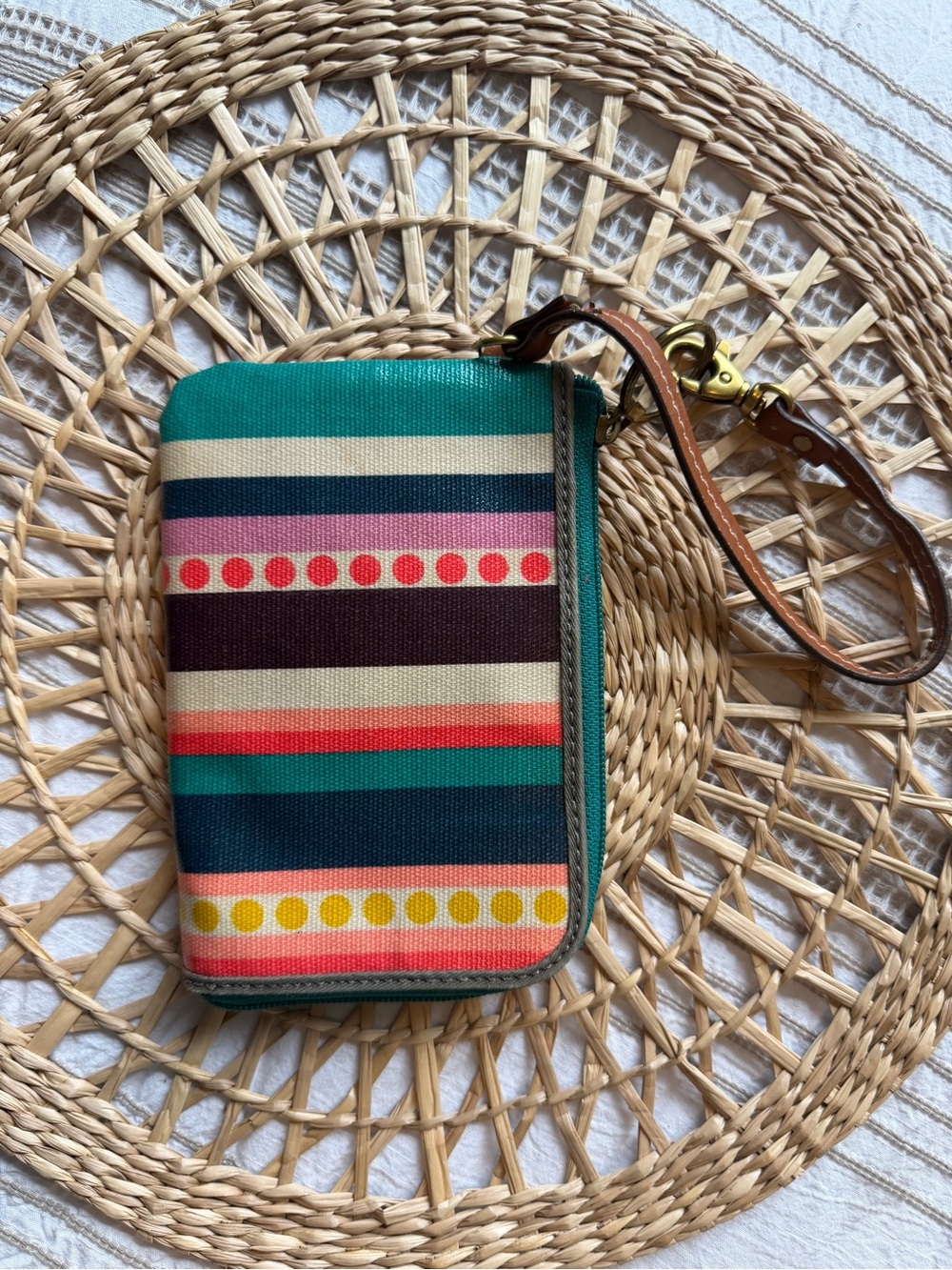 Fossil Striped Multicolor Keyper Collection Wristlet Wallet Multicolor - Picture 2 of 7